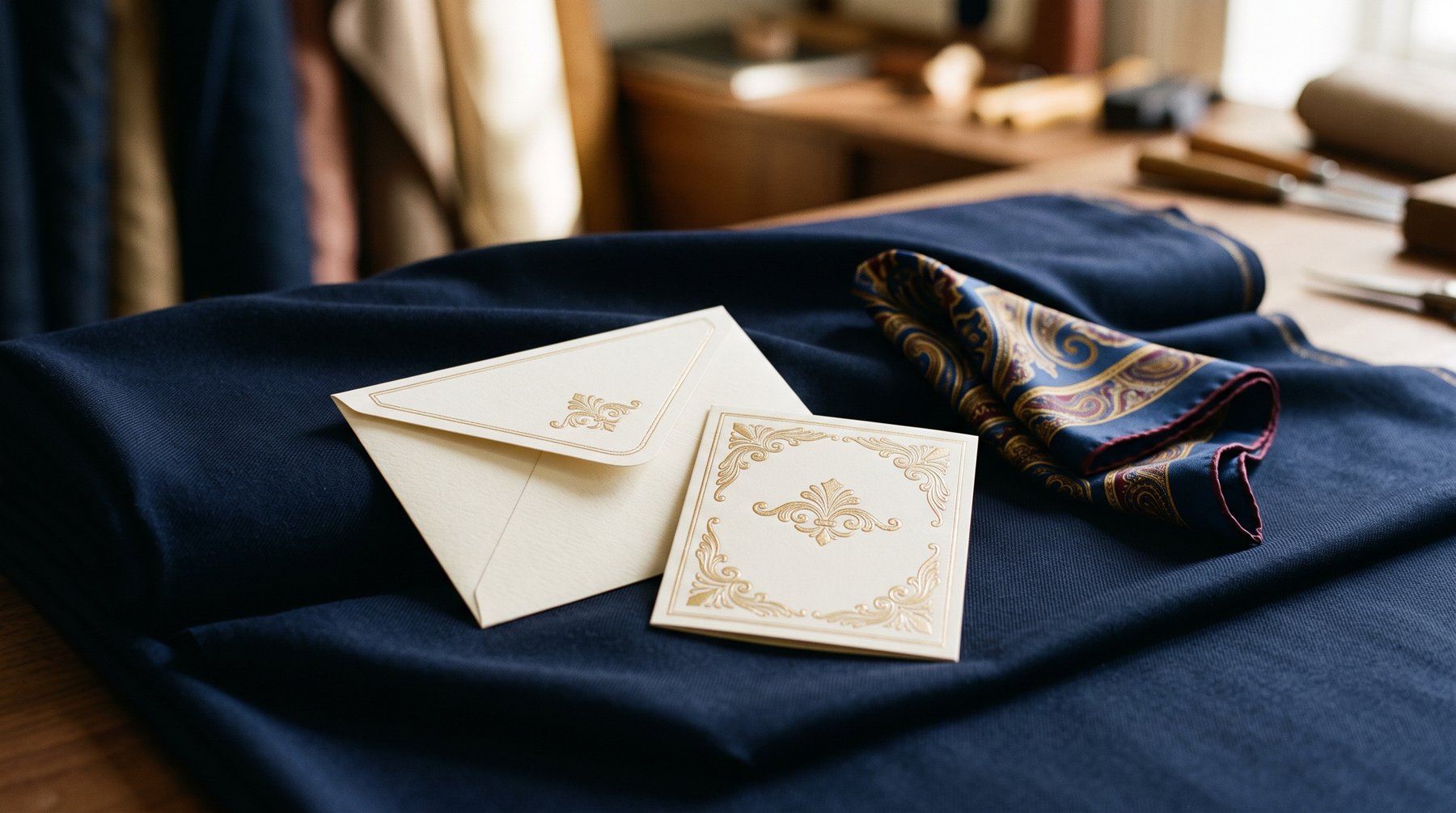 Sellers gift voucher on suiting cloth