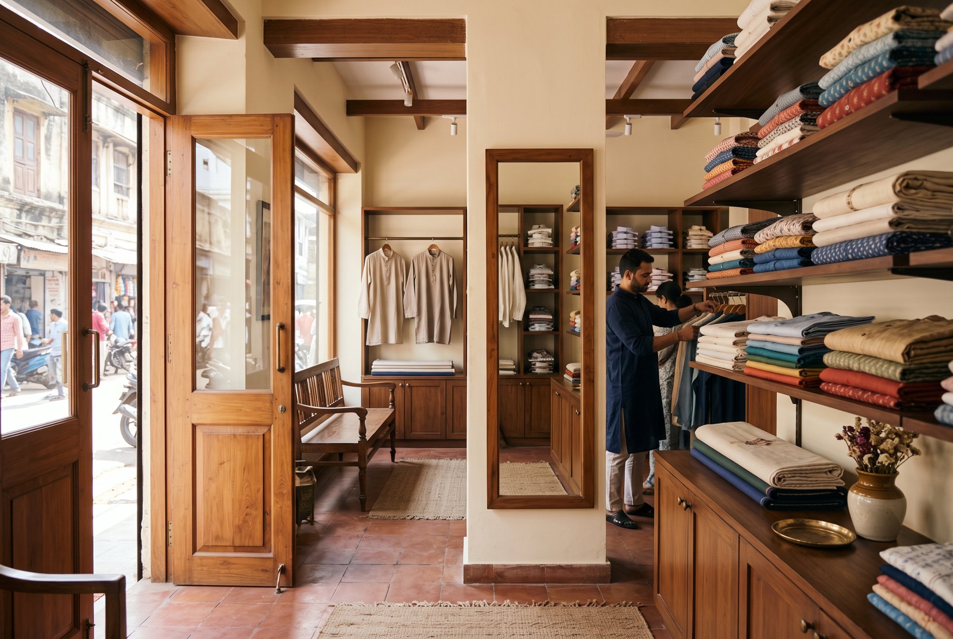 The entrance and fitting area at Sellers, Adyar